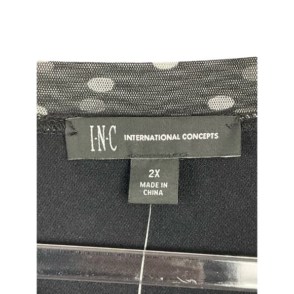 INC Concepts Black White Polka Dot Pullover 3/4 Sleeve Blouse Shirt Top 2X NWT - Picture 6 of 10